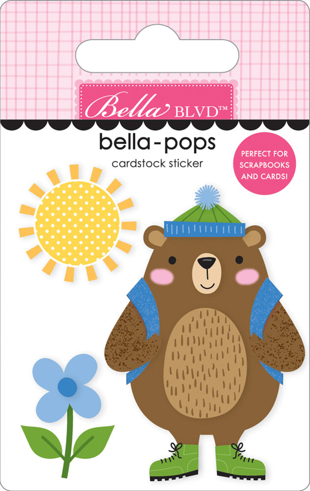 Bella-pops 3D Cardstock Sticker, Trail Bear