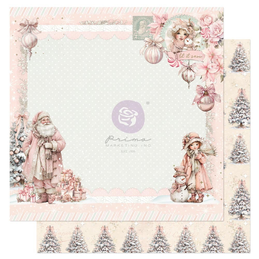 12X12 Patterned Paper, Christmas Blush - Snowy Memories