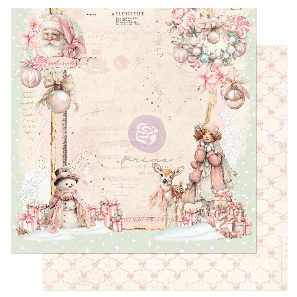 12X12 Patterned Paper, Christmas Blush - Santa Sweet