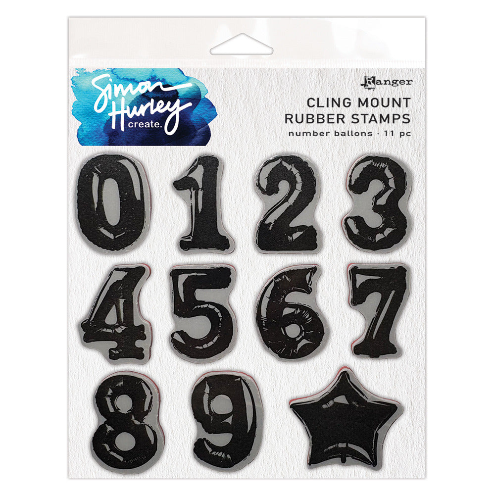 Simon Hurley create. Cling Stamp, Number Balloons