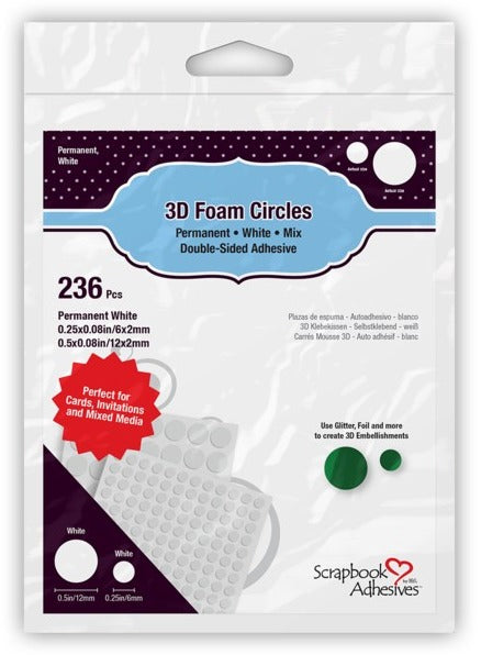 3D Foam Circles, White - Asst'd