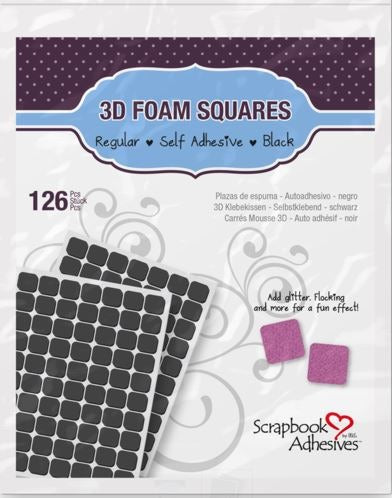 3D Black Mounting Squares, Regular Pk/10