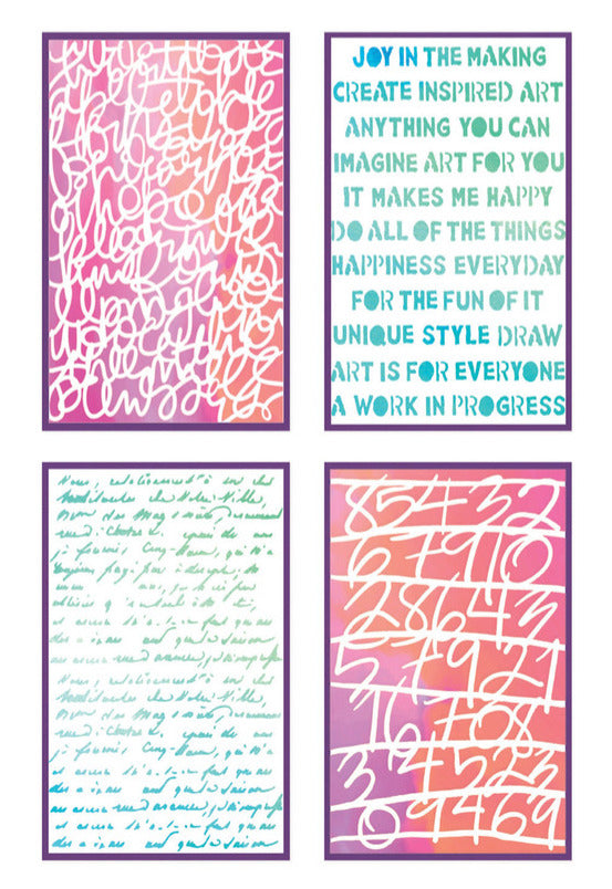 A5 Stencil Set, Words and Numbers (4pk)