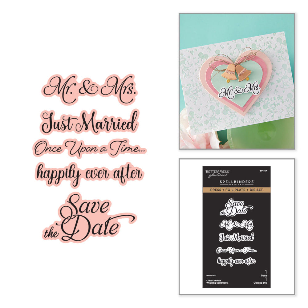 Press + Foil Plate & Die Set, Classic Mouse Wedding Sentiments
