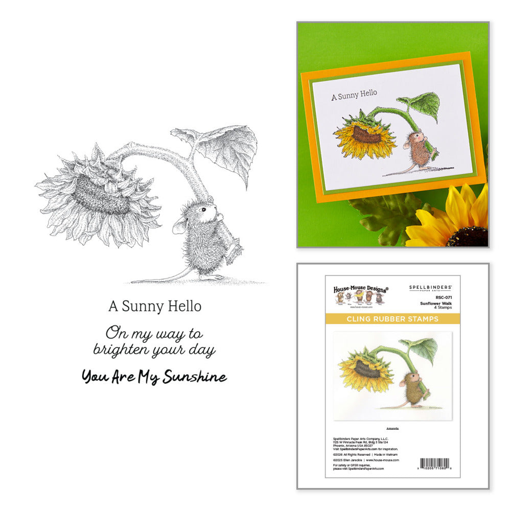 Cling Stamp, House-Mouse Sunflower Walk