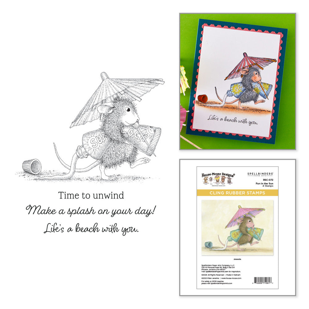 Cling Stamp, House-Mouse Fun in the Sun