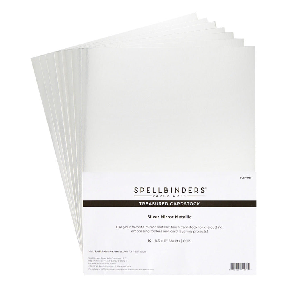 8.5X11 Treasured Cardstock Pack, Silver Mirror Metallic