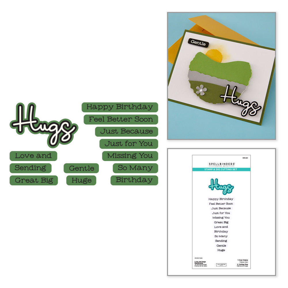 Clear Stamp & Die Set, Love and Hugs Sentiments