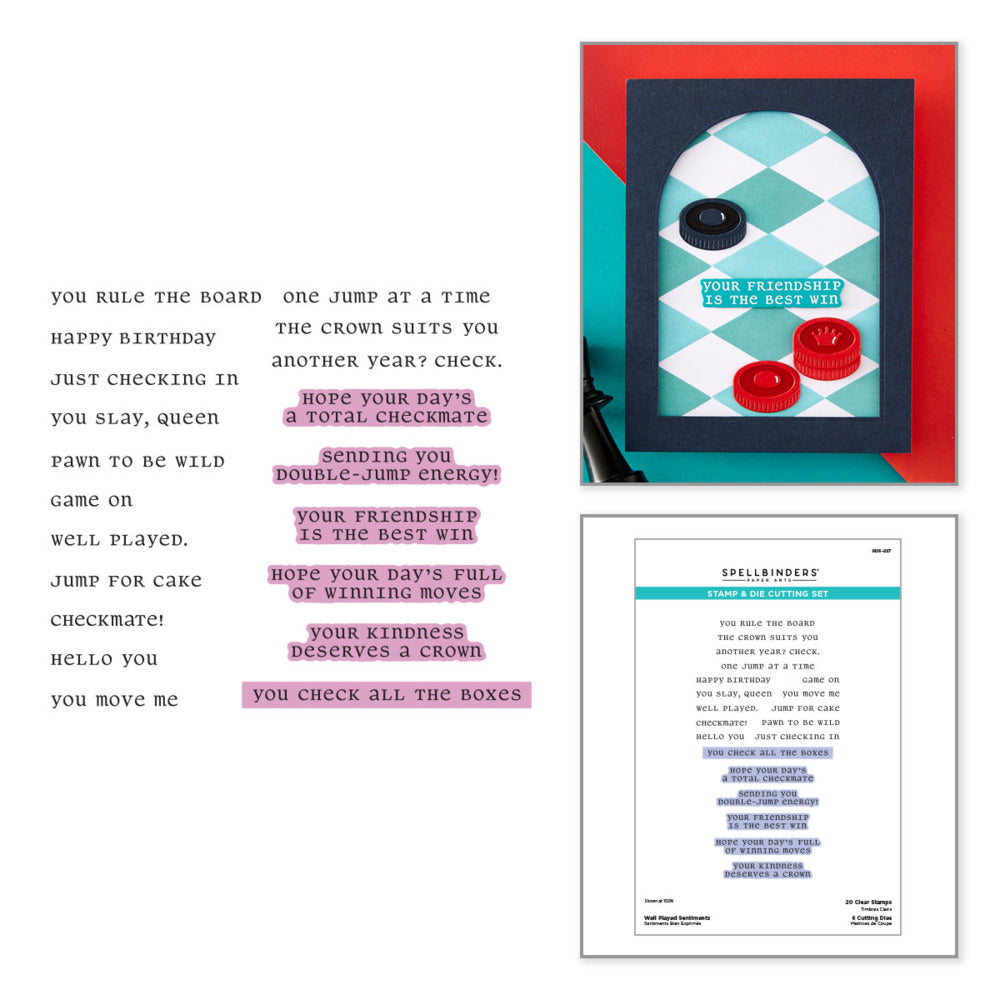Clear Stamp & Die Set, Well Played Sentiments