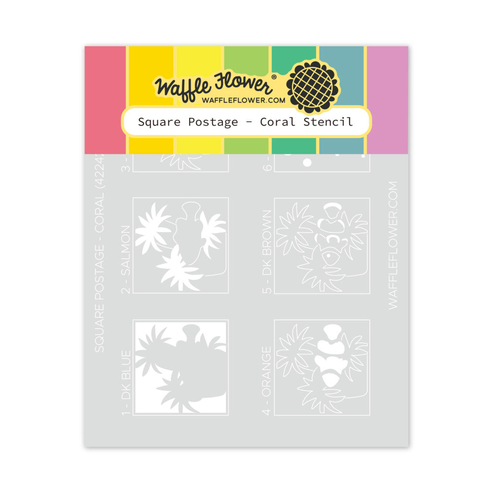 Stencil, Square Postage - Coral